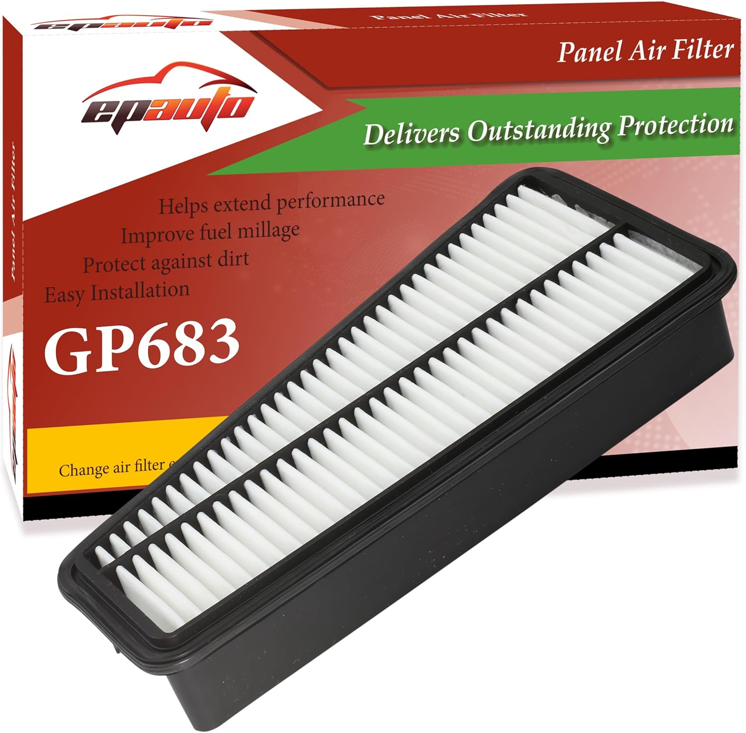Product image of EPAuto GP683 (17801-0P010 / CA9683) V6 Engine Air Filter Replacement for Toyota V6 4Runner (2003-2009), FJ Cruiser (2007-2009), Tacoma (2005-2015), Tundra (2005-2011)