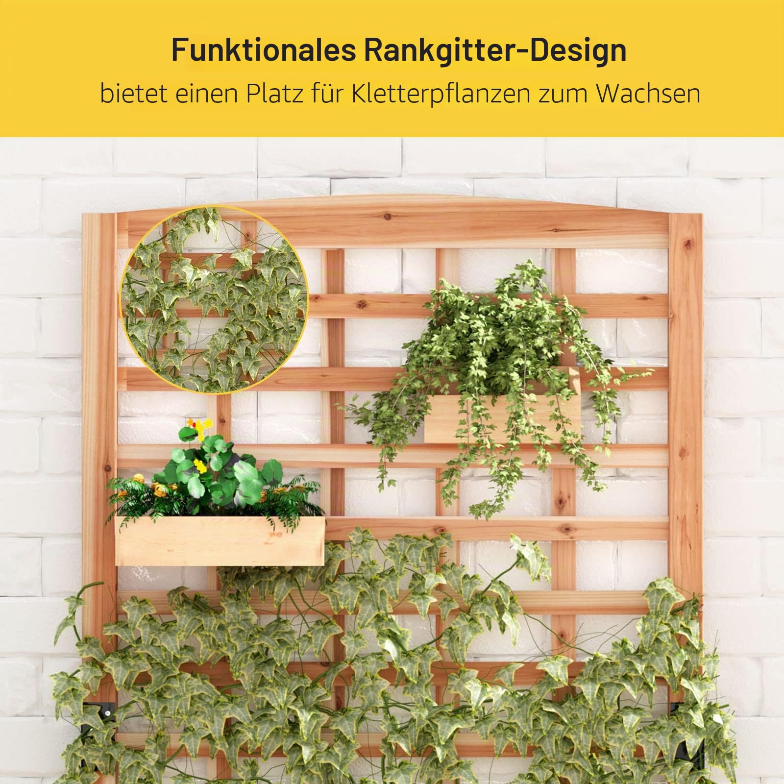 sogesfurniture Hochbeet Pflanzkübel aus Holz, 90x40x151cm, Pflanzkasten Blumenkasten mit Rankgitter für Garten Balkon Terrasse, Gartenspalier für Kletterpflanzen, Blumen, Gemüse