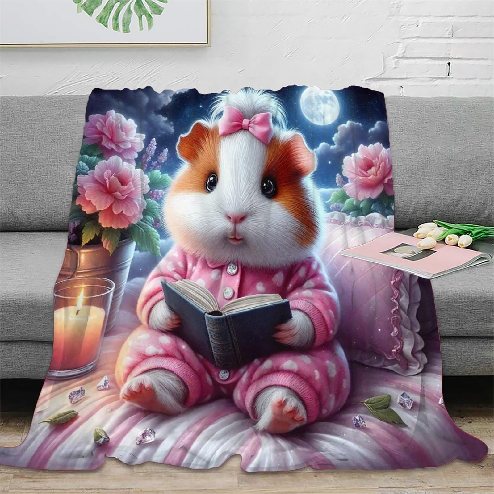 Couverture cochon d'Inde microfibre anti-froid pour grand canapé et lit