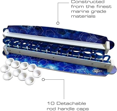 Miniatura 4 de Rush Creek Creations Reel Salty - Soporte para caña de pescar impermeable para 10 cañas de pesca de agua salada + equipo de pesca y accesorios de