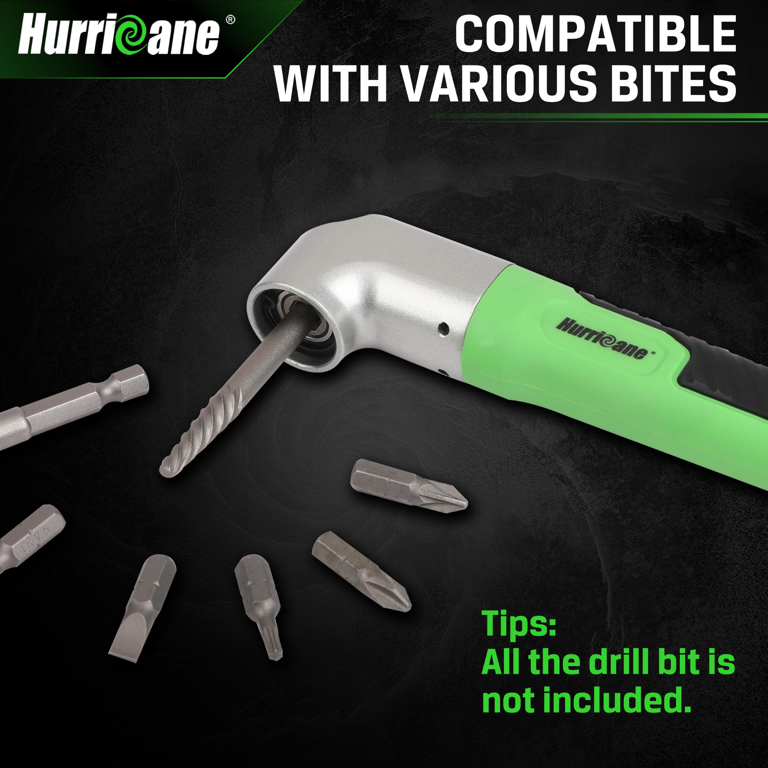 HURRICANE Right Angle Drill Attachment, 90 Degree Drill Adapter with Powder Metallurgy Gears, Impact Shell, 1/4" Hex Shank Magnetic Corner Tool for Tight Spaces — Amazon image 6