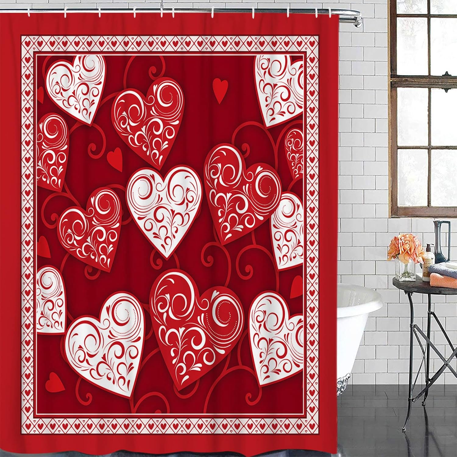 Happy Valentine's Day Shower Curtain for Bathroom with