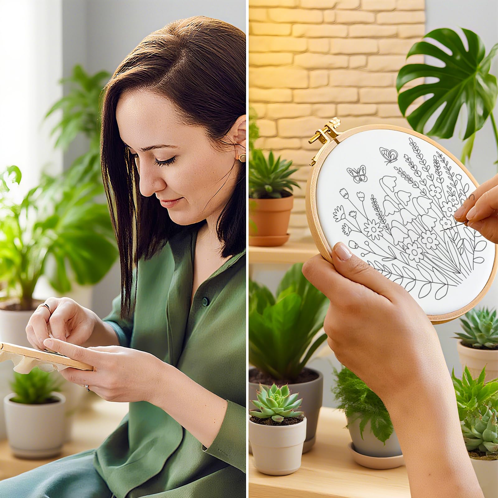 ORIGACH Kit da ricamo per principianti con fiori selvatici e insetti