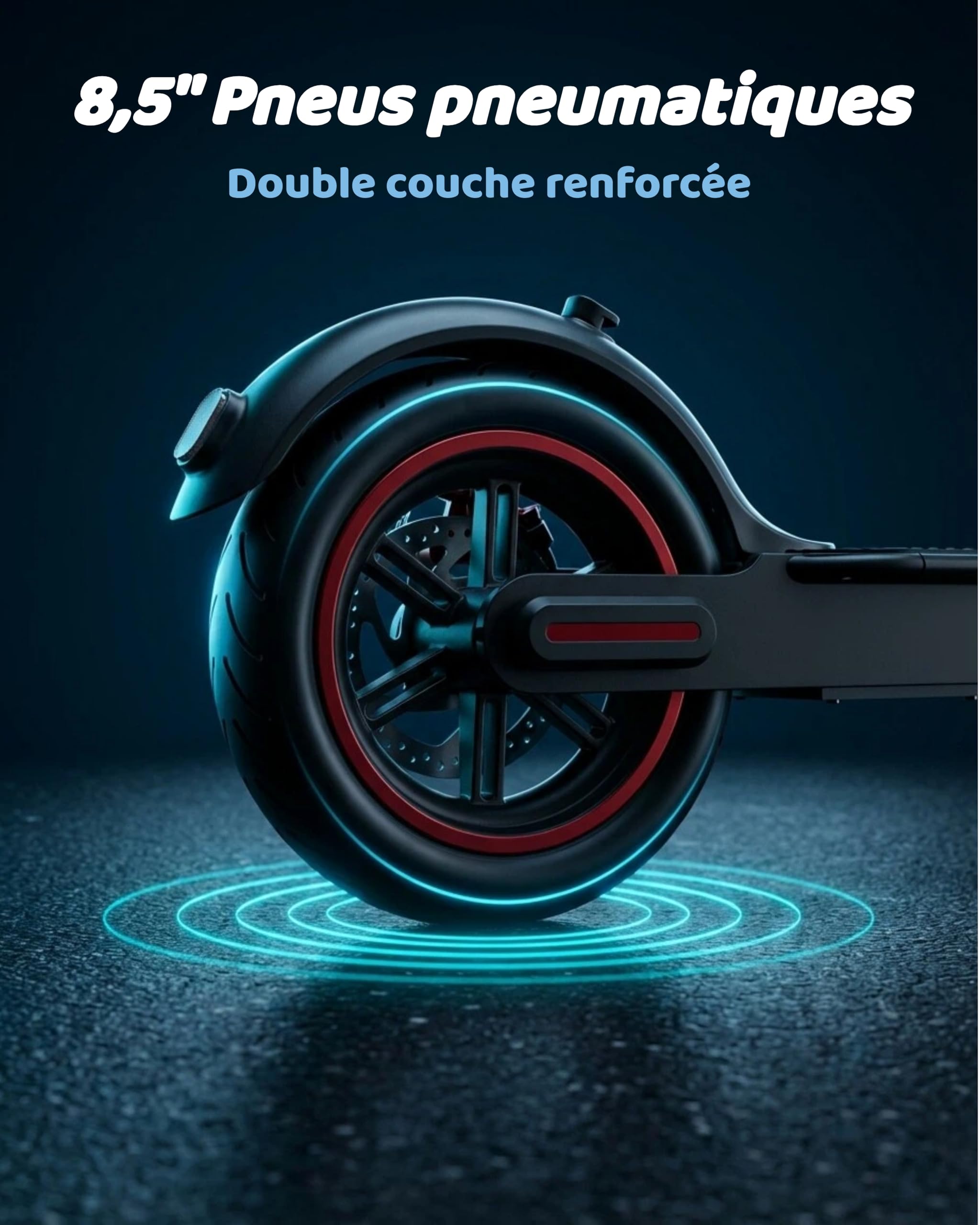Trottinette Électrique Adulte, Moteur 500W (Pic), Batterie 36V 10.4Ah, Autonomie 30km, Pneus Gonflables, Double Freinage, Scooter Pliable et Portable