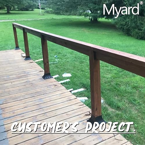 Miniatura 8 de Myard - Cubierta para base de poste de 4 x 4 pulgadas (real 3.5 x 3.5 pulgadas), falda brida con tornillos para terraza, porche, moldura de soporte