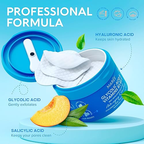 Miniatura 4 de MAREE Esmalte facial  Almohadillas de ácido glicólico para cara con aceite de árbol de té  Esmalte exfoliante con ácido salicílico y vitaminas E,