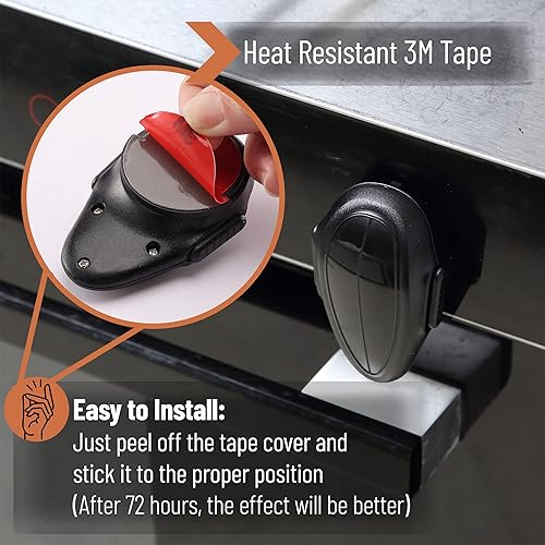 Miniatura 3 de Mr. Pen - Bloqueo para horno de seguridad infantil, 1 paquete, negro, resistente al calor, cerradura de horno a prueba de niños, estufa a prueba de