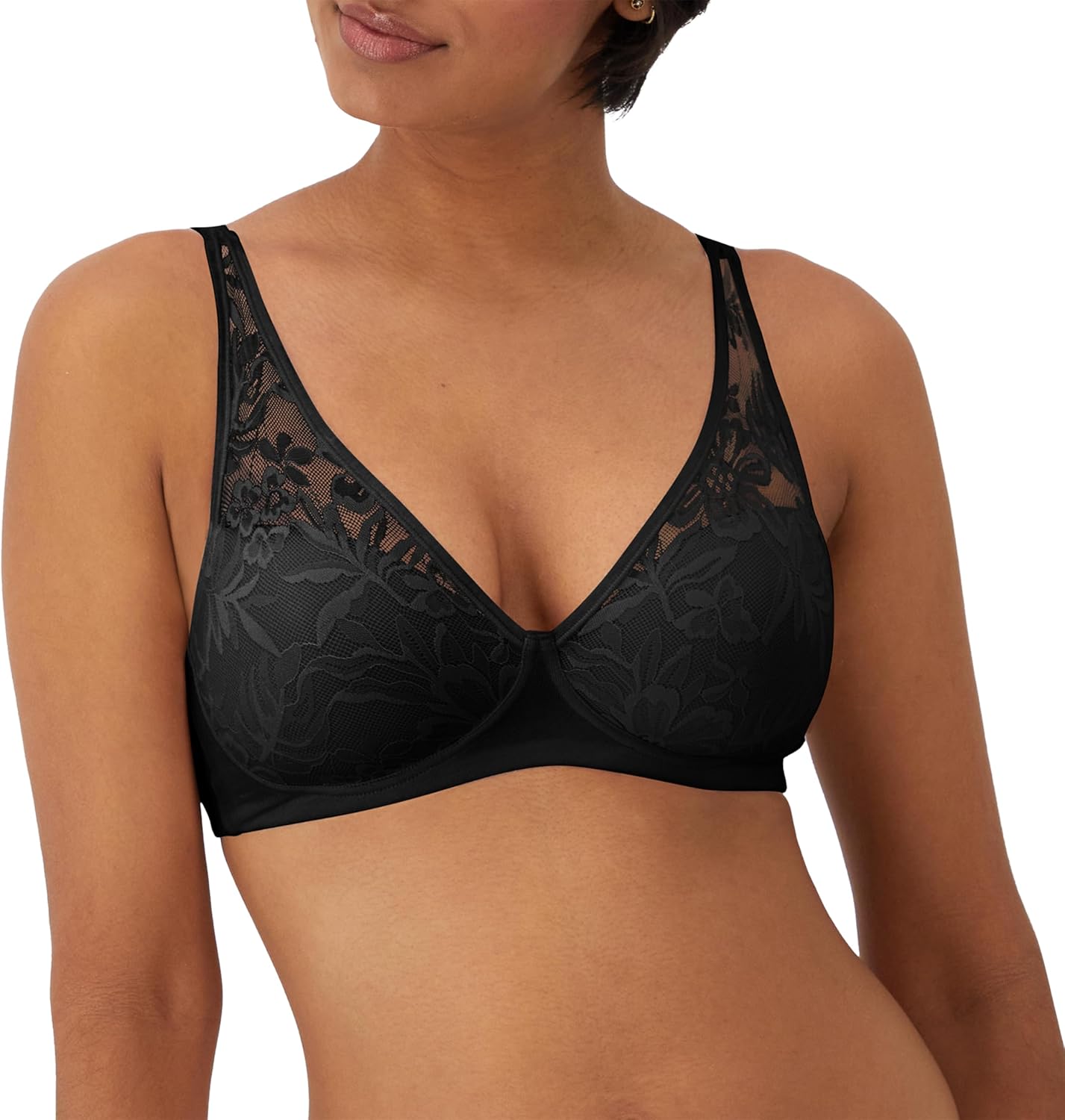 Bali Women's Breathe Modal T-Shirt Bra, Breathable Wireless Bra, Full-Coverage Convertible Bra X-Large Black