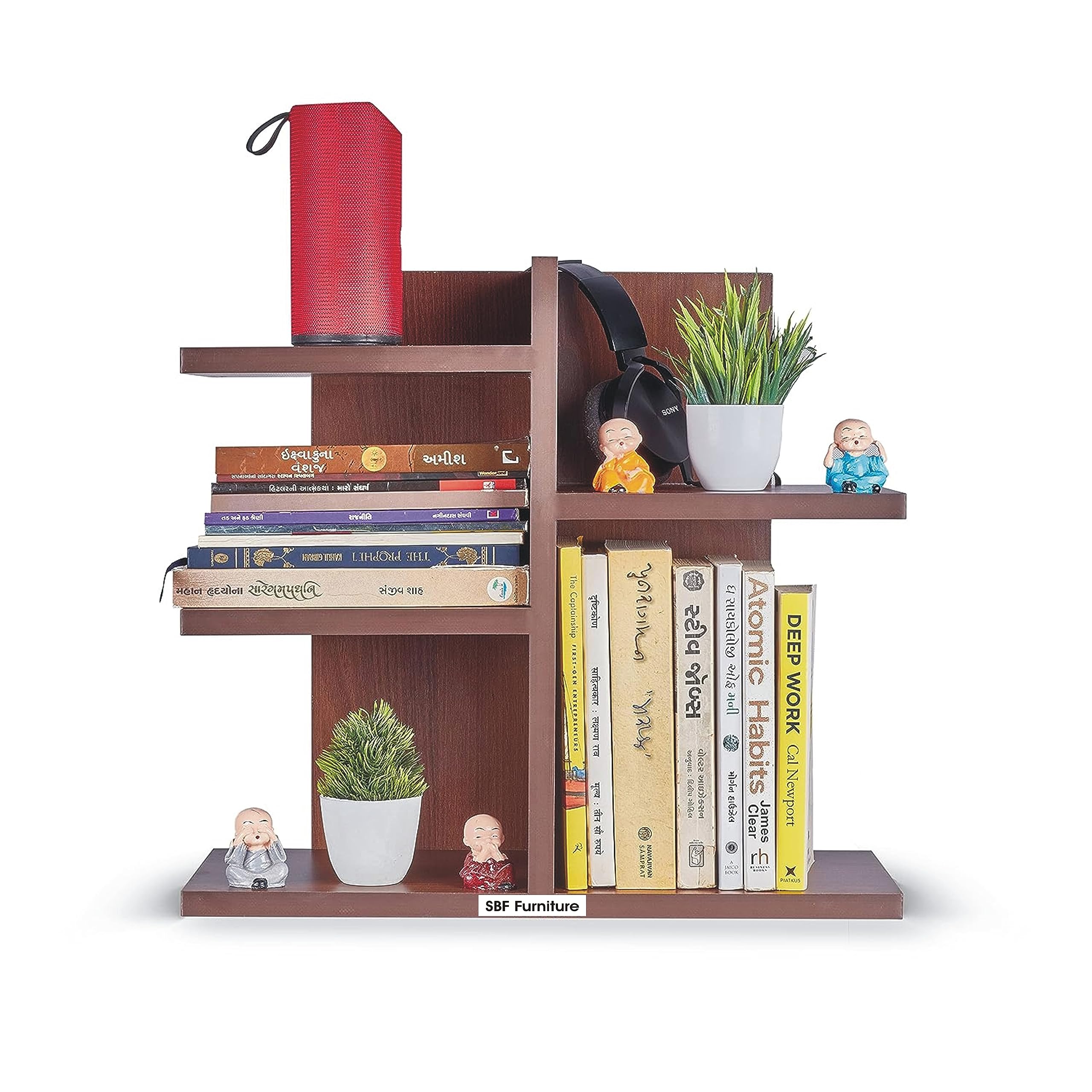 Adjustable Wood Desktop Storage Organizer Display Shelf Rack | Spice Rack | Counter Top Bookcase Book Shelf | Home Décor Display & Storage Rack Cabinet Unit (Brown) DIY(Do-It-Yourself)-image-24