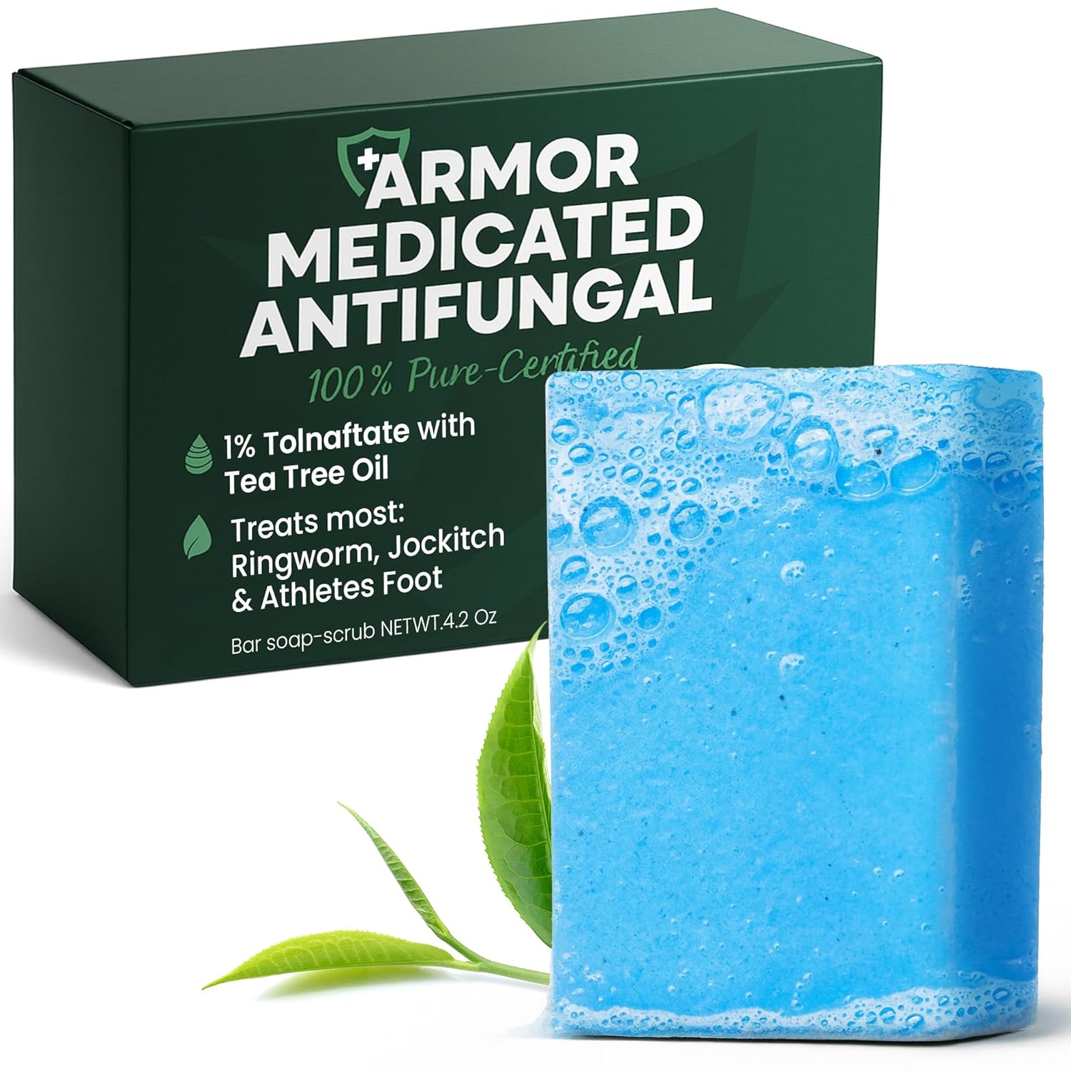Antifungal Soap | Deep-Cleansing & Exfoliating Bar for Men & Women | Natural Ingredients with Tea Tree & Eucalyptus | Helps Soothe Jock Itch, Ringworm & Athlete’s Foot Pumice Bar Soap