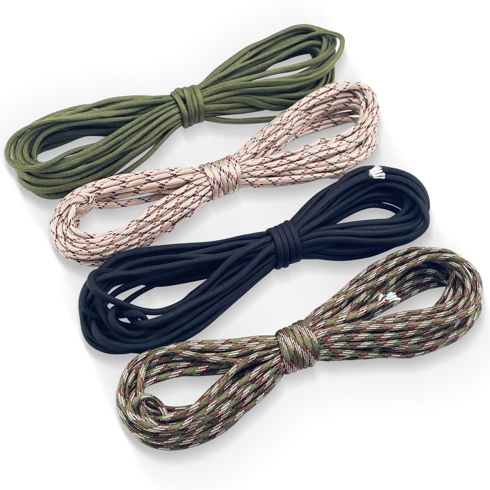 4 Piezas Paracord 4mm, 100% Cuerda Nailon, Cuerda Resistente con 7 Hilos, Cuerda Nylon Multifuncional, Capacidad Carga hasta 250 kg in Many Colors, Ideal para Acampar, Correa Perro (40m)