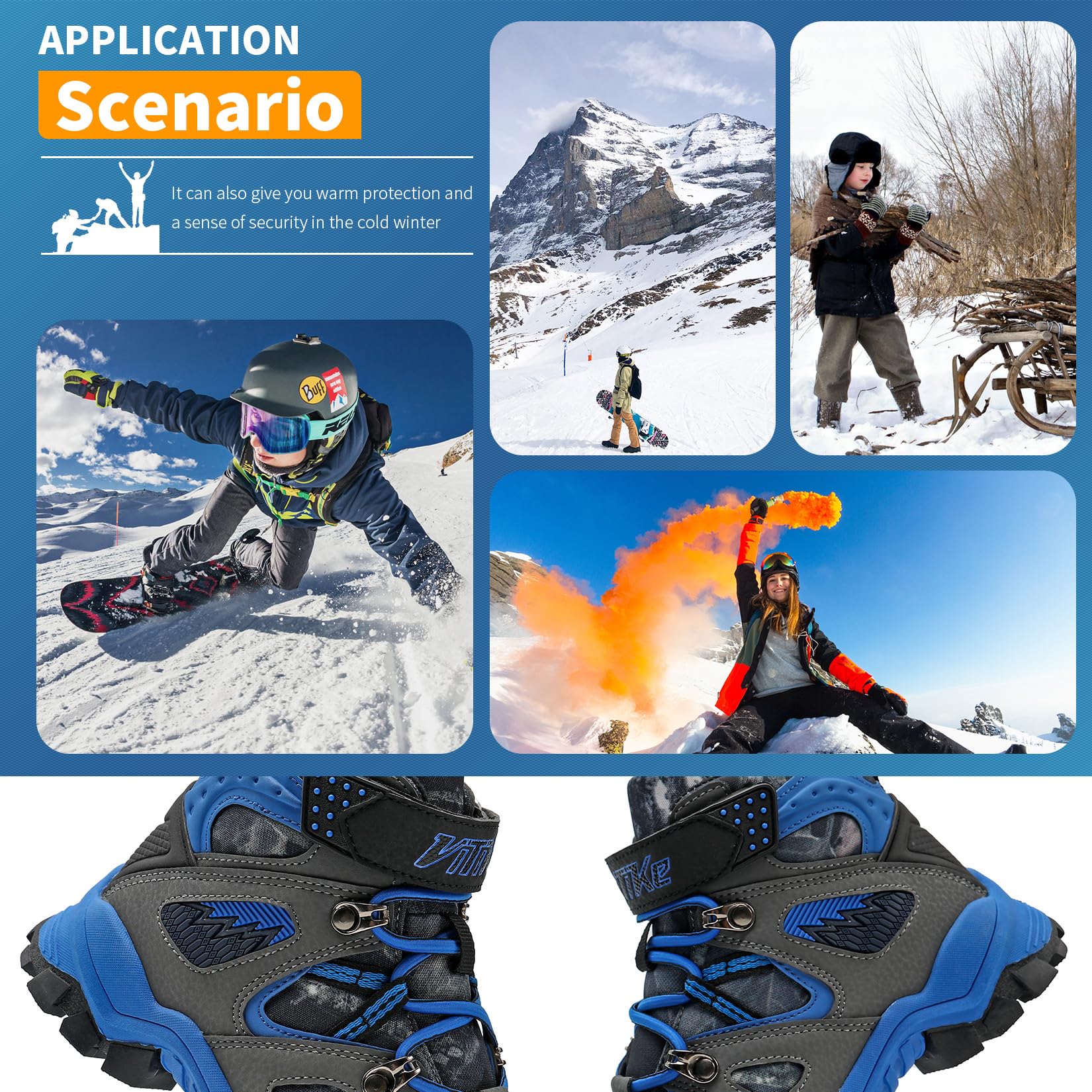 ASHION Chaussures de randonnée garçon Chaussures en Coton pour Enfants Bottes de Neige