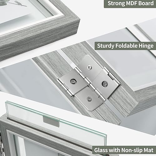 Miniatura 5 de Afuly Marcos de fotos de 4 x 6, marcos de fotos múltiples, collage de decoración de pared, marcos de fotos de escritorio para oficina, triple