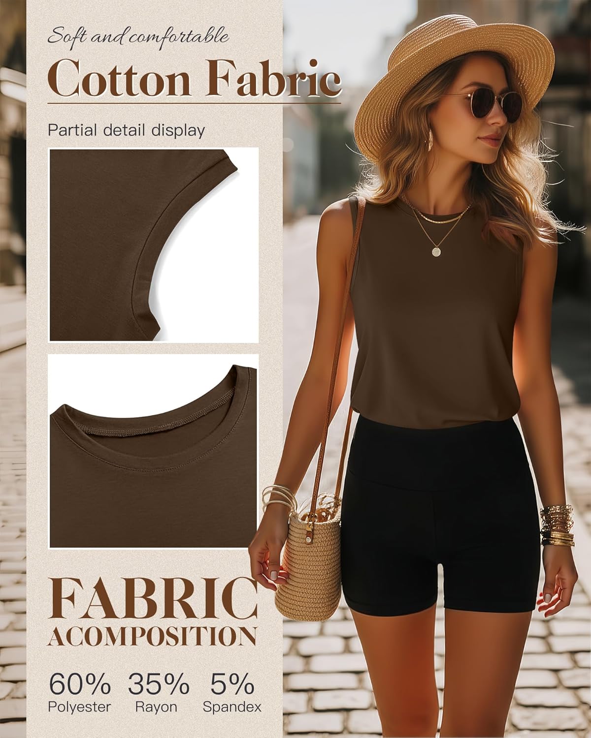 Ficerd 4 Pack Women's Sleeveless Tops, Casual Summer Loose Fit T Shirts Solid Color Tunic Tank Tops Ladies' Crew Neck - Image 4