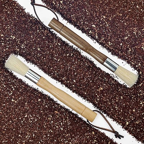 Miniatura 10 de Oumefar Cepillo para molinillo de café, cepillo negro para expreso, cerdas de polvo de nogal con cordón para barista, herramienta de café para