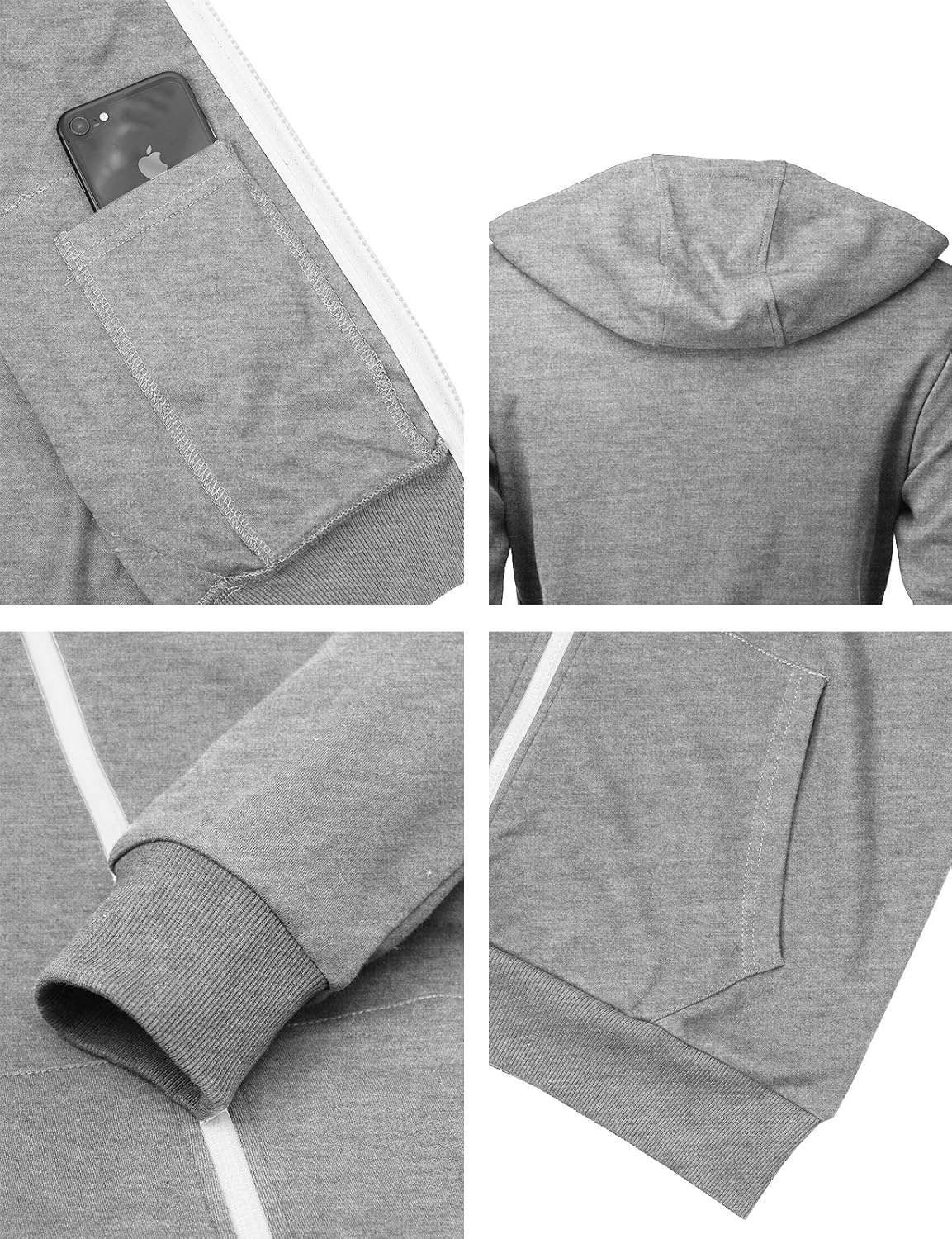 H2H Men's Slim Fit Zip Up Lightweight Long Sleeve Basic American Flag Printed Hoodie SweatShirt - Image 5