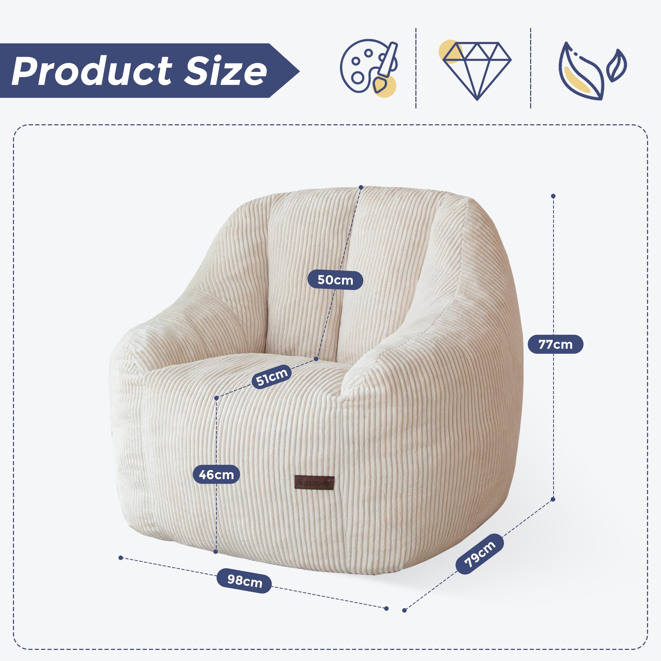 MAXYOYO Pouf Canapé-Pouf avec Rembourrage, Fauteuil Confortable pour Le Salon, Idéal pour Adultes et Enfants, Canapé de Sol Rembourré pour la Chambre, Le Dortoir ou la Lecture