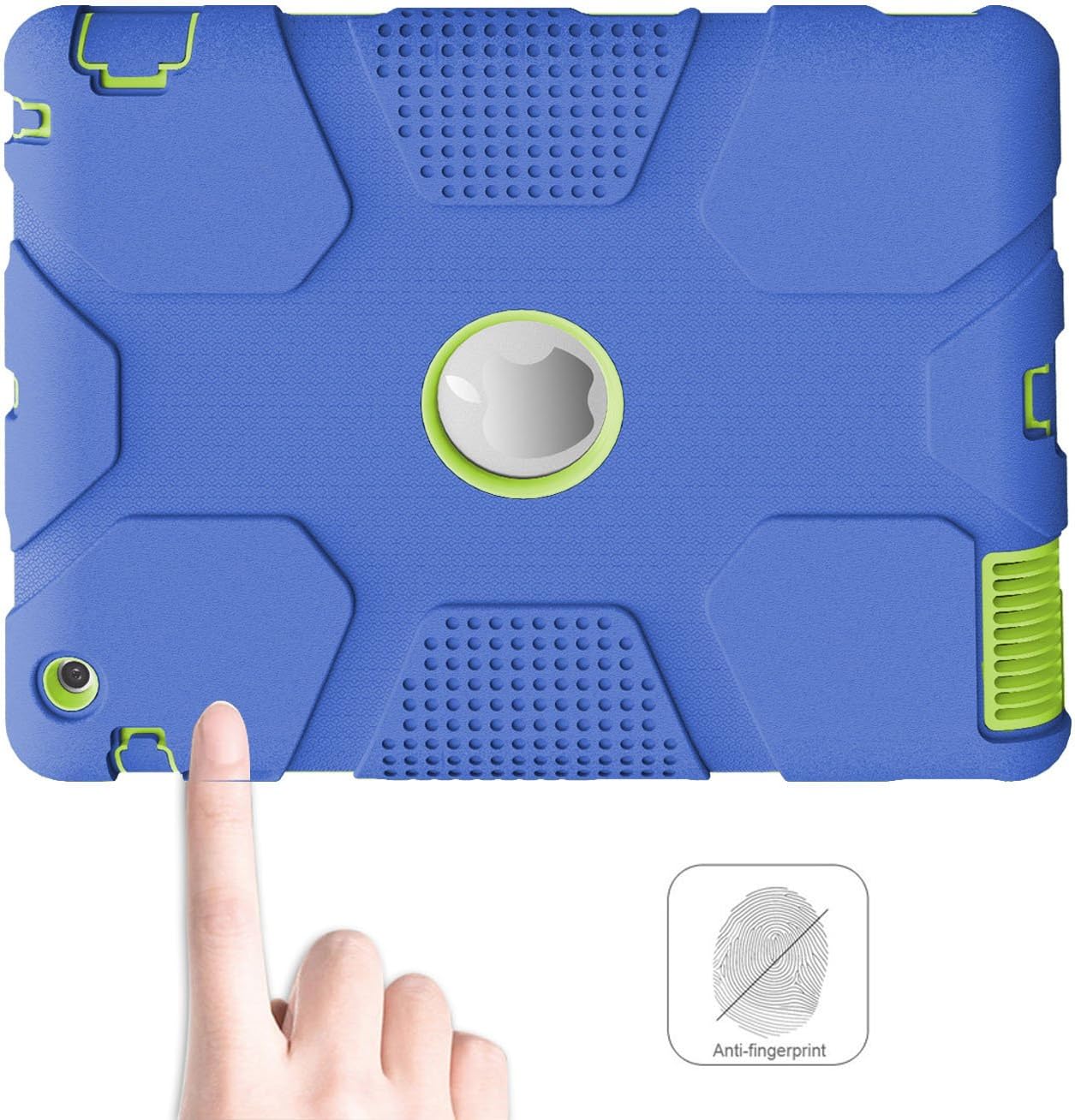 Hocase iPad 2/3/4 Case, Heavy Duty Shockproof Protection Hard Plastic+Rugged Silicone Rubber Bumper Dual Layer Protective Case for Apple 9.7-inch iPad 2nd/3rd/4th Generation - Navy Blue/Lime Green