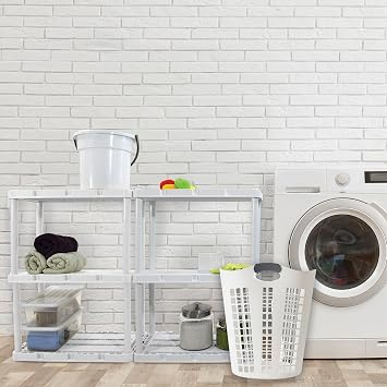 Gracious Living Easy Carry Flex Collapsible Laundry Hamper, White, 5-Pack