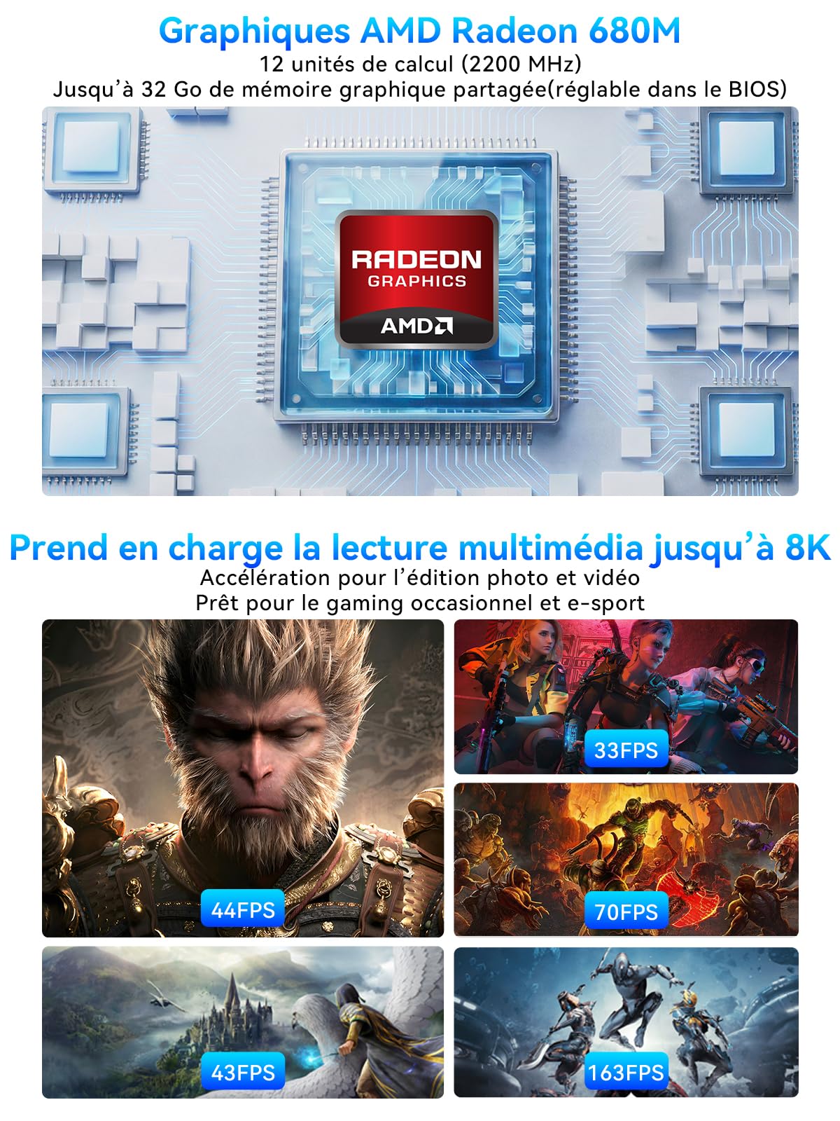 Mini PC GMKtec K16 AMD Ryzen 7 7735HS (8C/16T, 4,75 GHz) Micro PC avec 32 Go DDR5 6400, 512 Go SSD PCIe 3.0 avec Double LAN 2,5G, OcuLink, triple affichage 4K (HDMI 2.0+DP 1.4+Type-C), AMD Radeon 680M