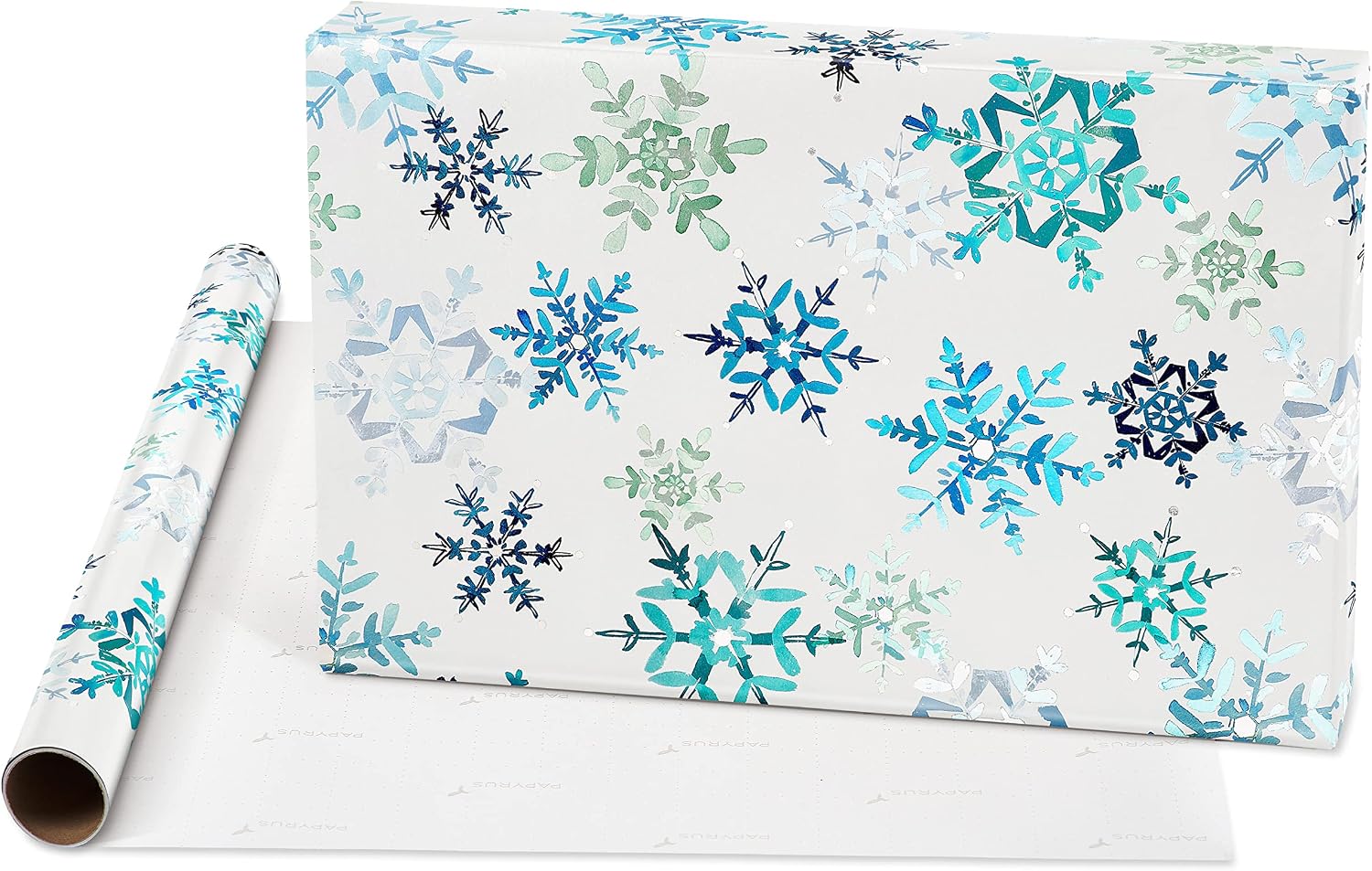 Papyrus Wrapping Paper Bundle (Snowflakes, Silver, Forest) for Christmas, Hanukkah, Kwanzaa and All Holidays (3 Rolls, 65 sq. ft)