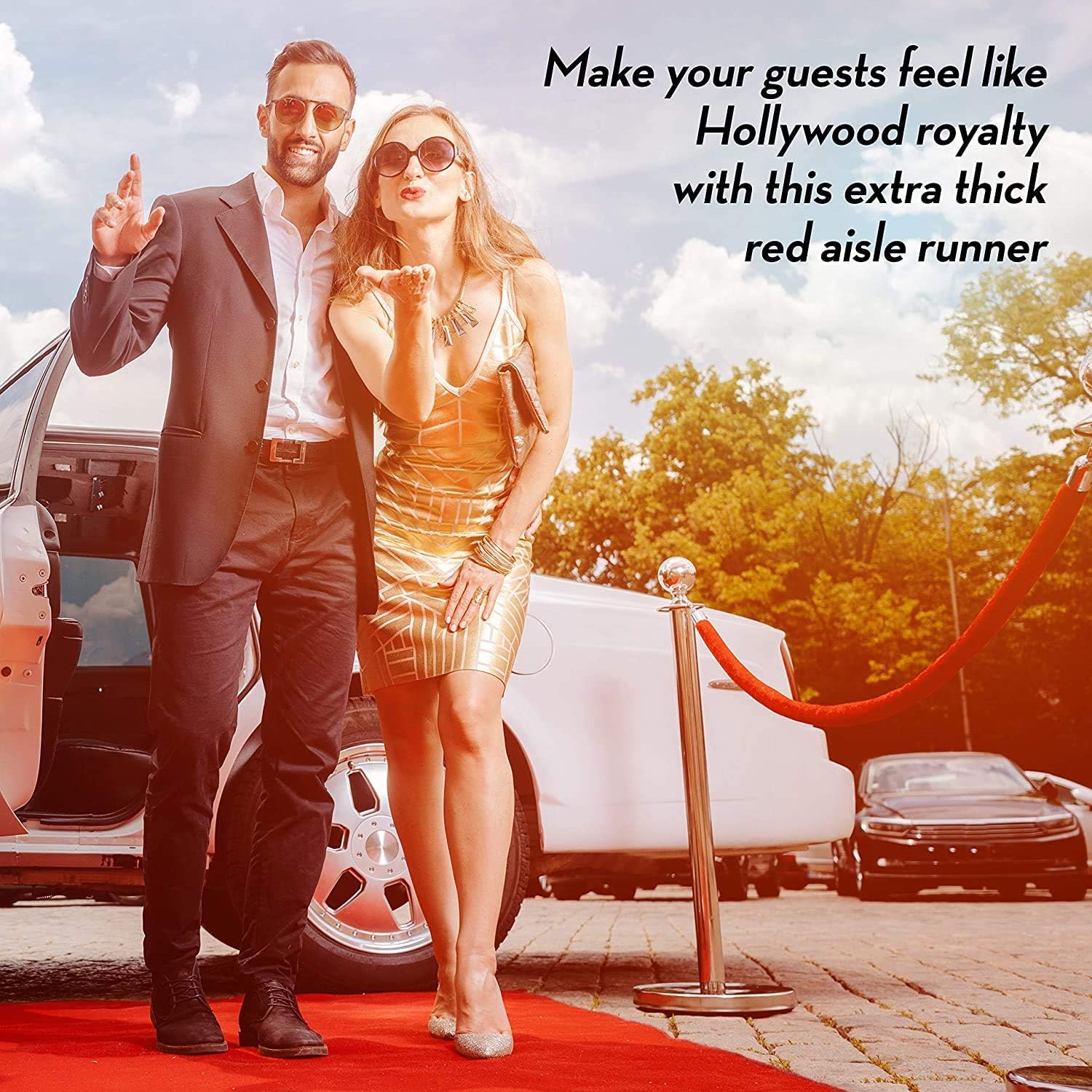 Red Carpet Runner for Party 2.2 x 16.4 FT- Non Slip 3mm Thick Wedding Aisle Runner - Red Rug for Indoor Outdoor Ceremony Party Decorations Hollywood Oscars Event Runway Fashion Show - Image 2