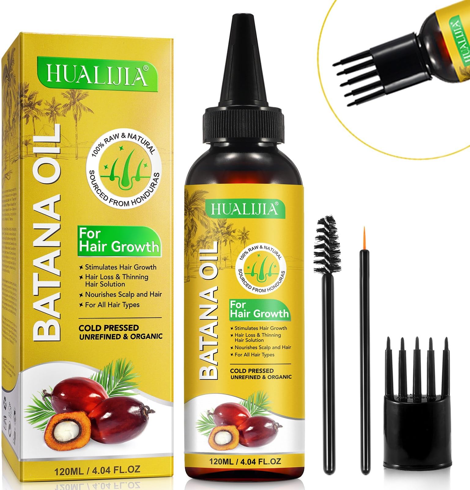 Boi Batana Oil for Hair Growth, 100% Raw Batana Oil - Pure Organic Batana Hair Oil Prevents Hair Loss, Eliminates Split Ends and Increases Shine for Men and Women (120 ml)