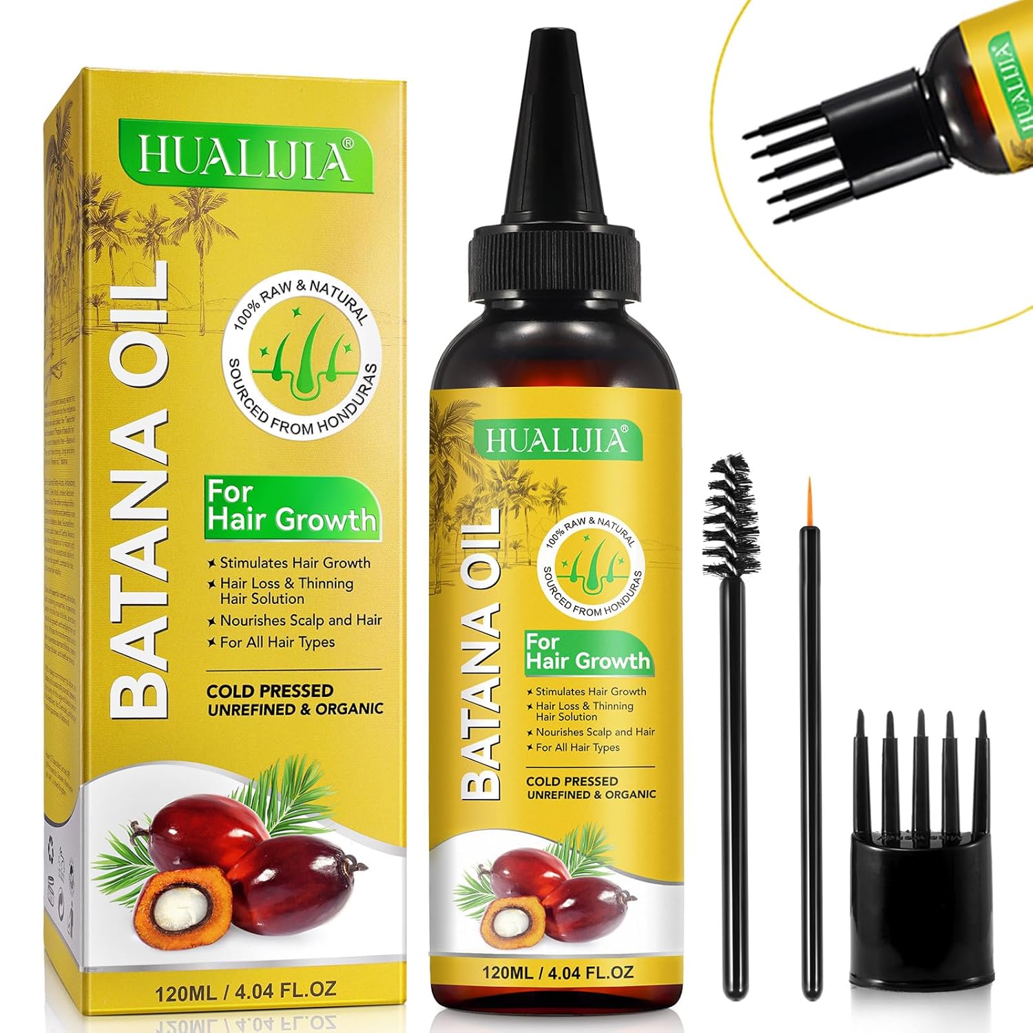 Raw Batana Oil from Honduras for Hair Growth and Repair (4.04 Fl Oz), Organic, Prevents Loss, Revives Damaged Hair for All Types