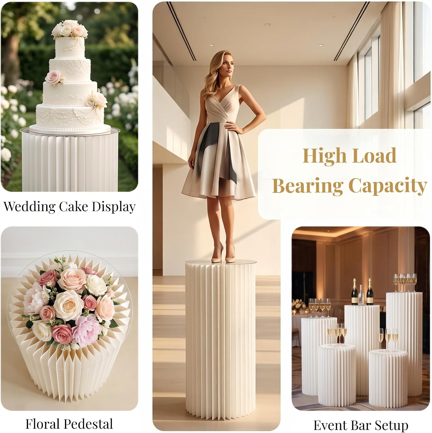 5pcs White Pedestal Stand Wedding Pillars Columns Cylinder Stands for Party