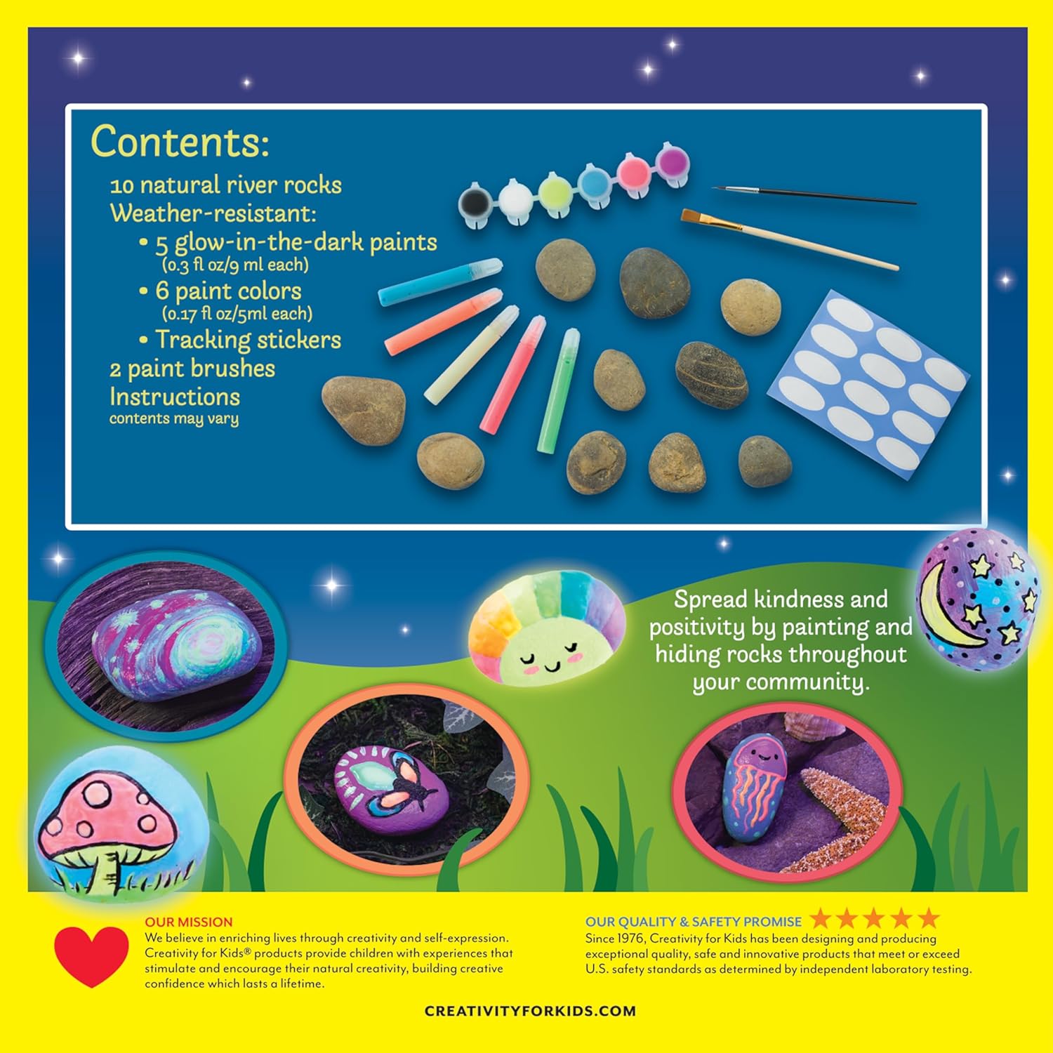 Creativity for Kids Rock Painting Kit - Glow in The Dark Rock Kit: Crafts for Kids, Painting Rocks Arts and Crafts, Kids Gift (Ages 6+) image 3 of 10 B07SXLYQ6S