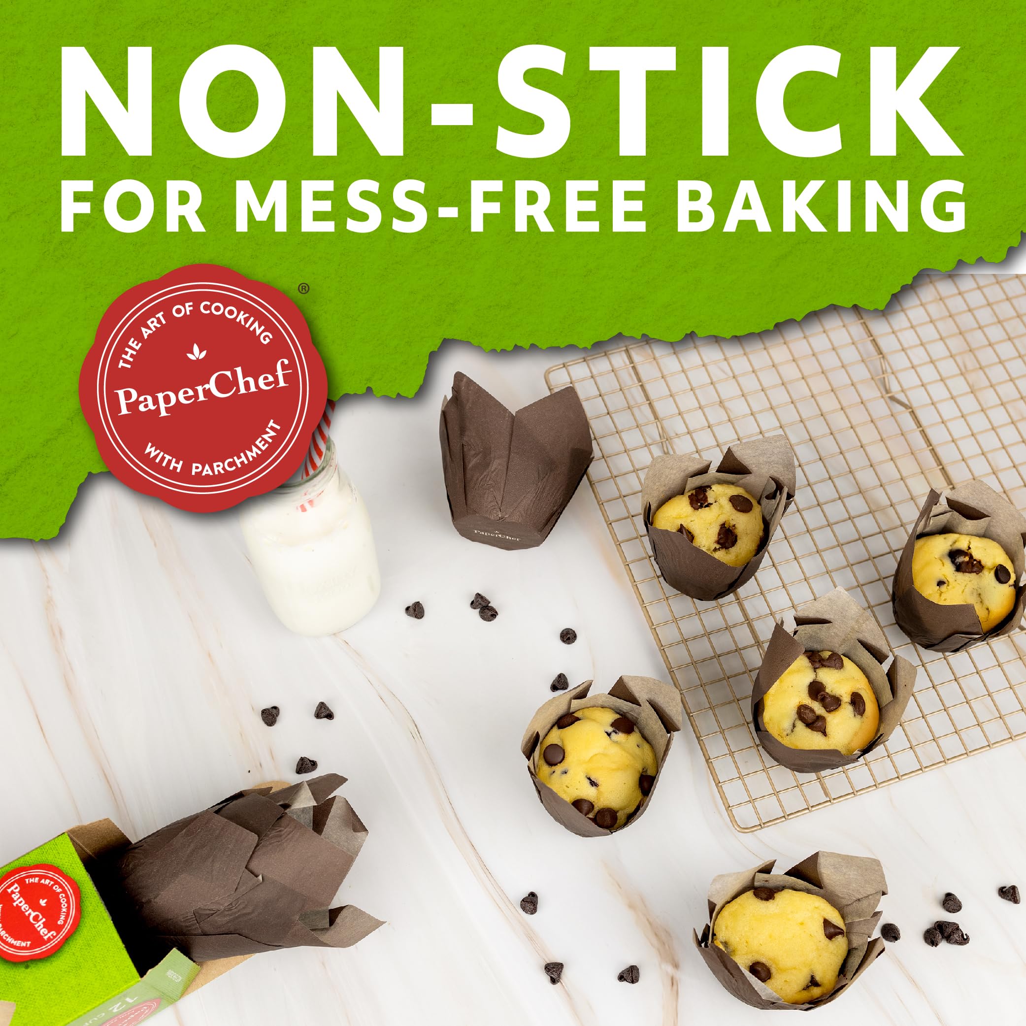 PaperChef - Parchment Tulip Baking Cups - Easy Release, Non-Stick Paper - 12 Count - 2 Pack