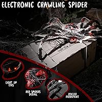Vista 2 de Decoración de araña animatrónica de Halloween de 4 pies, araña animada para caminar de 48 pulgadas con sonido y luz activada, movimiento aterrador