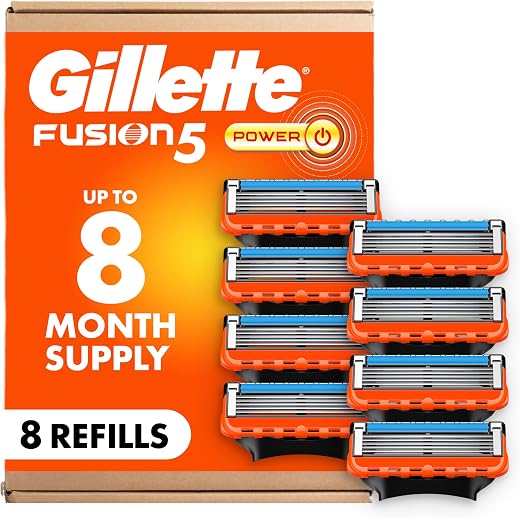 Gillette Fusion5 Power Razor Blade Refills, 8 Count, Lubrastrip for a More Comfortable Shave for Men