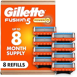 Gillette Fusion5 Power Razor Blades for Men, 5-Blade Razor Refills, 8 Count