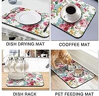 Vista 2 de Tapete de barra de café, accesorios para encimera, absorbente, para ocultar manchas, con parte trasera de goma, tapete de secado de platos