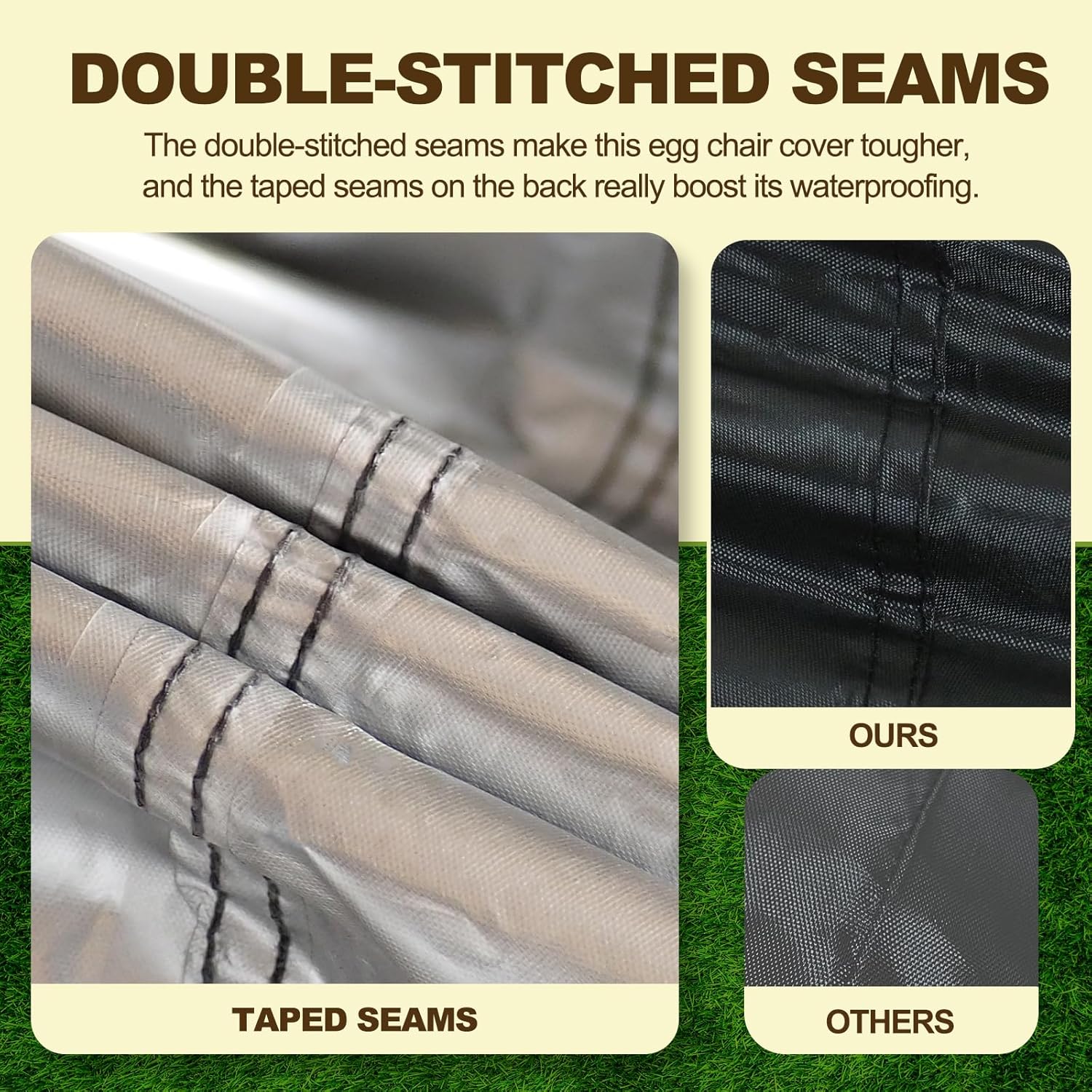 Egg Chair Cover for 75"x45" Outdoor Hanging Egg Chair With Stand, High-Density Oxford Fabric with Rain Protection, Zippered Weather-Resistant Patio Cover, Waterproof Black with Storage Bag - Image 5