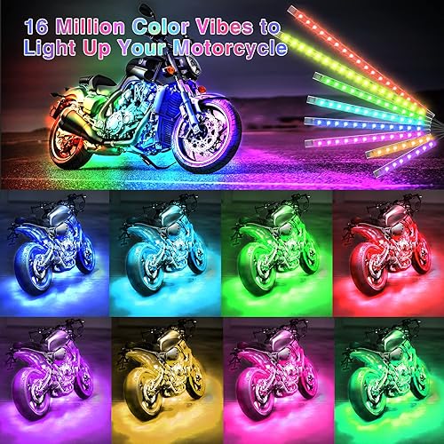 Miniatura 5 de LD DARKEAGLE Kit de 18 luces LED para motocicleta con señal de giro de luz de freno, luces LED subterráneas para motocicleta con control remoto