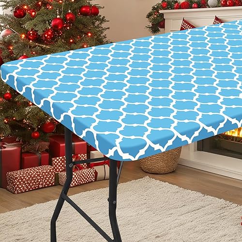 Miniatura 113 de Smiry - Mantel rectangular para mesa de pícnic, impermeable, elástico, ajustable para mesas de 6 pies de vinilo con parte trasera de franela Verde