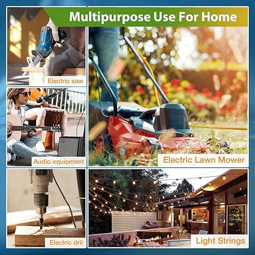 Miniatura 8 de BBOUNDER Cable de extensión para exteriores de 100 pies impermeable, 123 SJTW resistente 15A 1875W, cables flexibles de 3 puntas de cobre 100% para