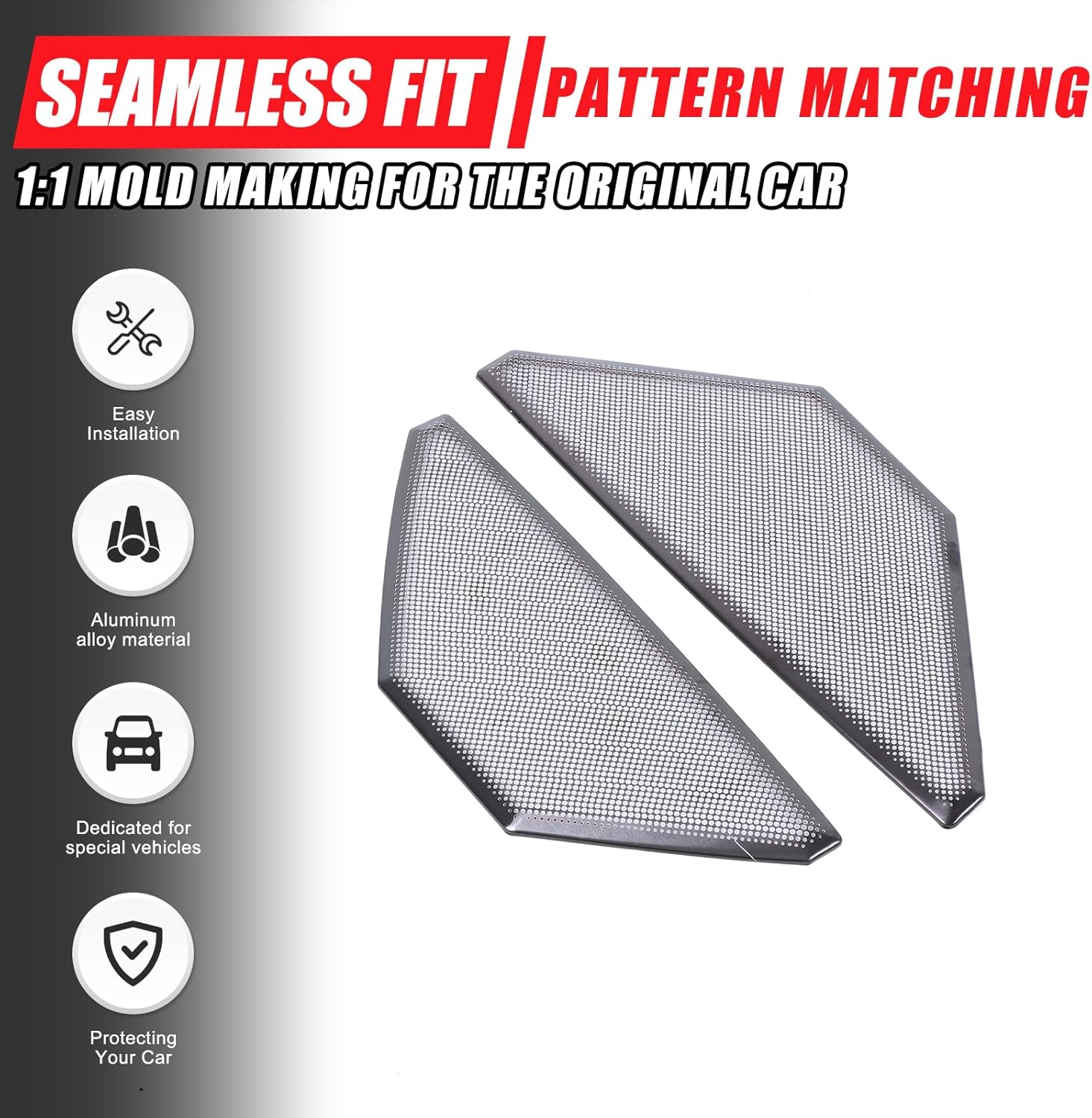 LLKUANG Car Engine Hood Cover Exhaust Port Air Vent Cover Compatible with Toyota Land Cruiser Prado 2024+ Stainless Engine Air Outlet Protection Net Cover Trim -1 Pair