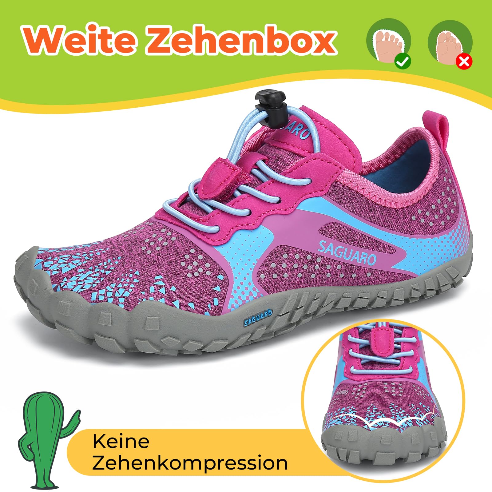 SAGUARO Barfußschuhe Kinder Barfussschuhe Schnell Trocknend Badeschuhe für Jungen Mädchen Gr.24-36