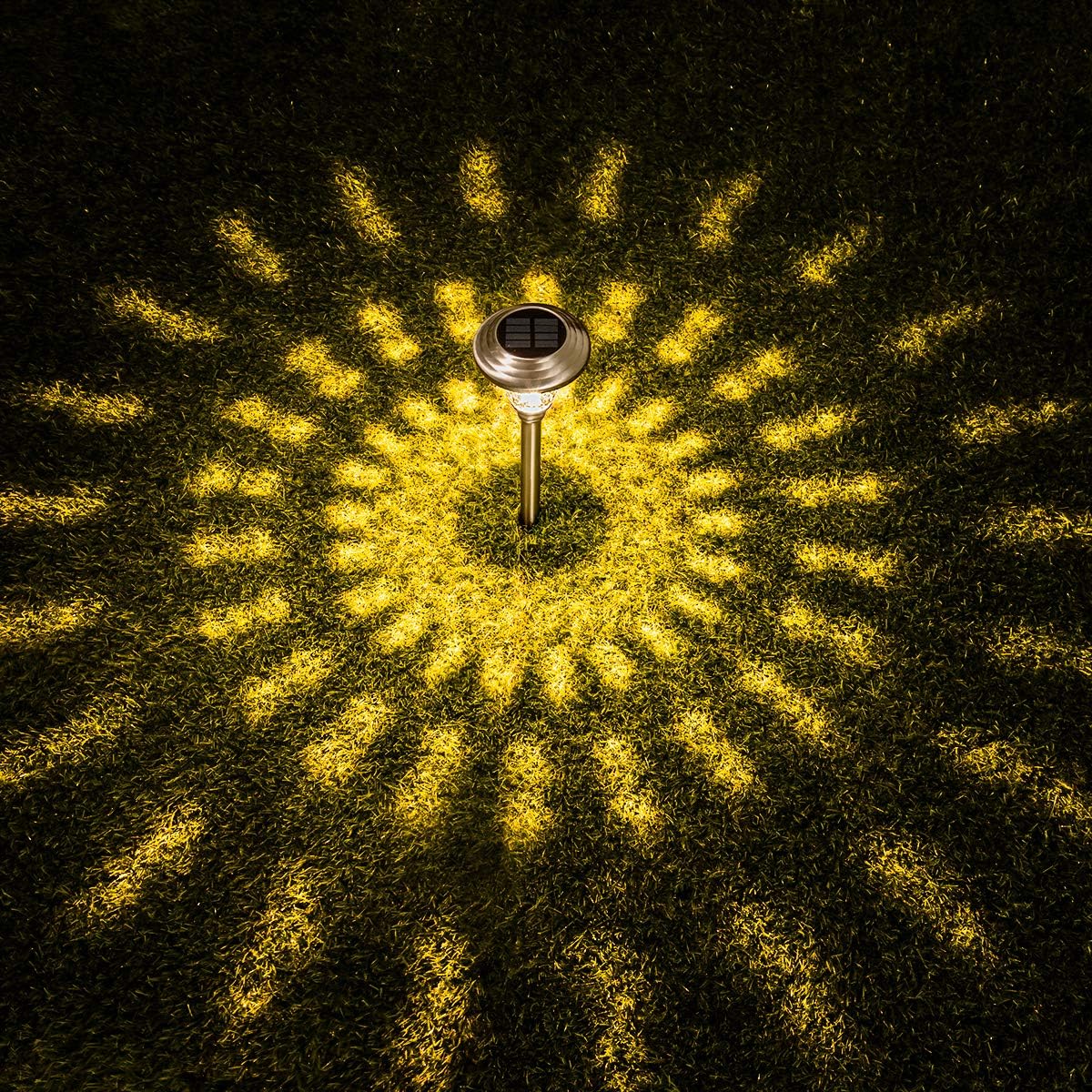 GIGALUMI 8 Pack Solar Pathway Lights, Solar Garden Lights Outdoor Warm White, Waterproof Led Path Lights for Yard, Patio, Landscape, Walkway (Stainless Steel)