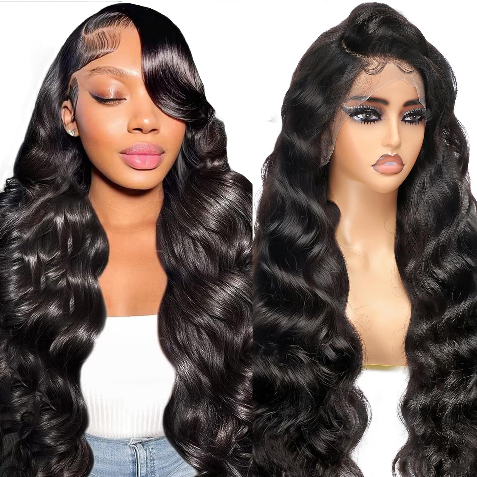 13x6 Transparent HD Lace Front Wigs Human Hair Wig Body Wave Human Hair Wig For Black Women Glueless Wigs Human Hair Pre Plucked With Baby Hair Brazilian Real Hair Lace Frontal Wig16 Inch