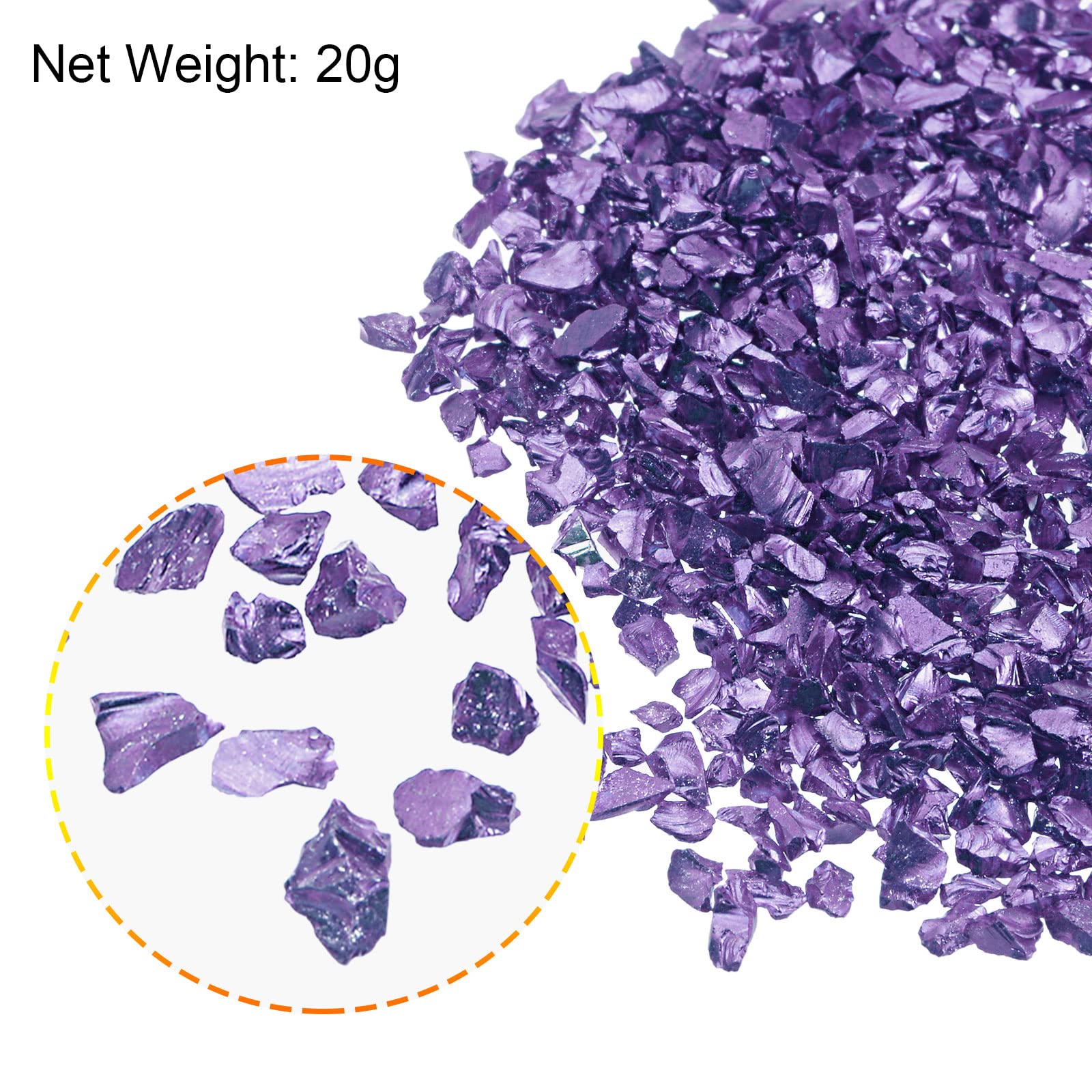 Sourcing Map 20 G De Copeaux Verre Concassé, à Paillettes Métalliques Irrégulier 2 4 Mm Pour L'artisanat, Les Bijoux, Le Remplissage Vase, La Décoration En Résine époxy, Bleu Violet