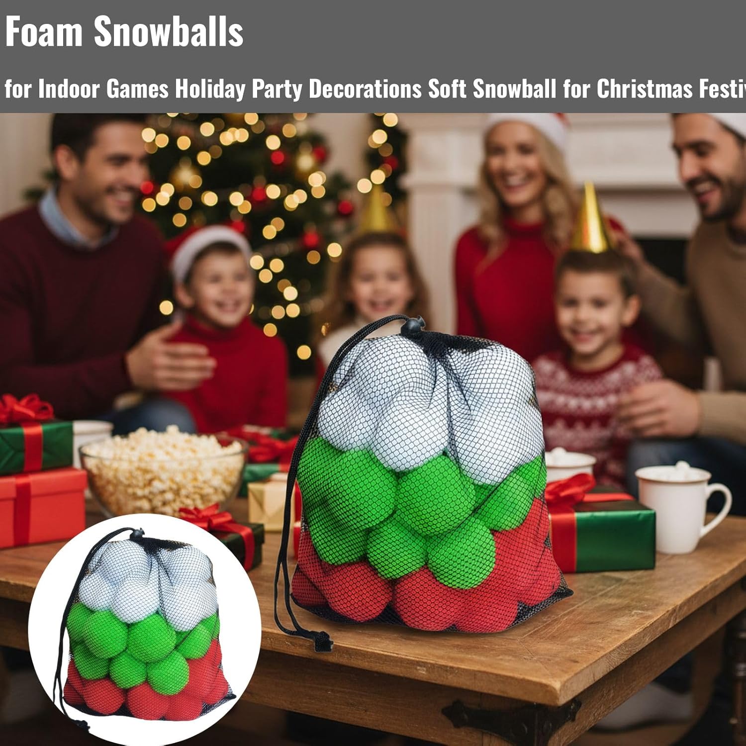 Foam Snowballs for Indoor Games and Christmas Party Decorations, Soft Artificial Snow Balls Activities, Holiday Fun Set