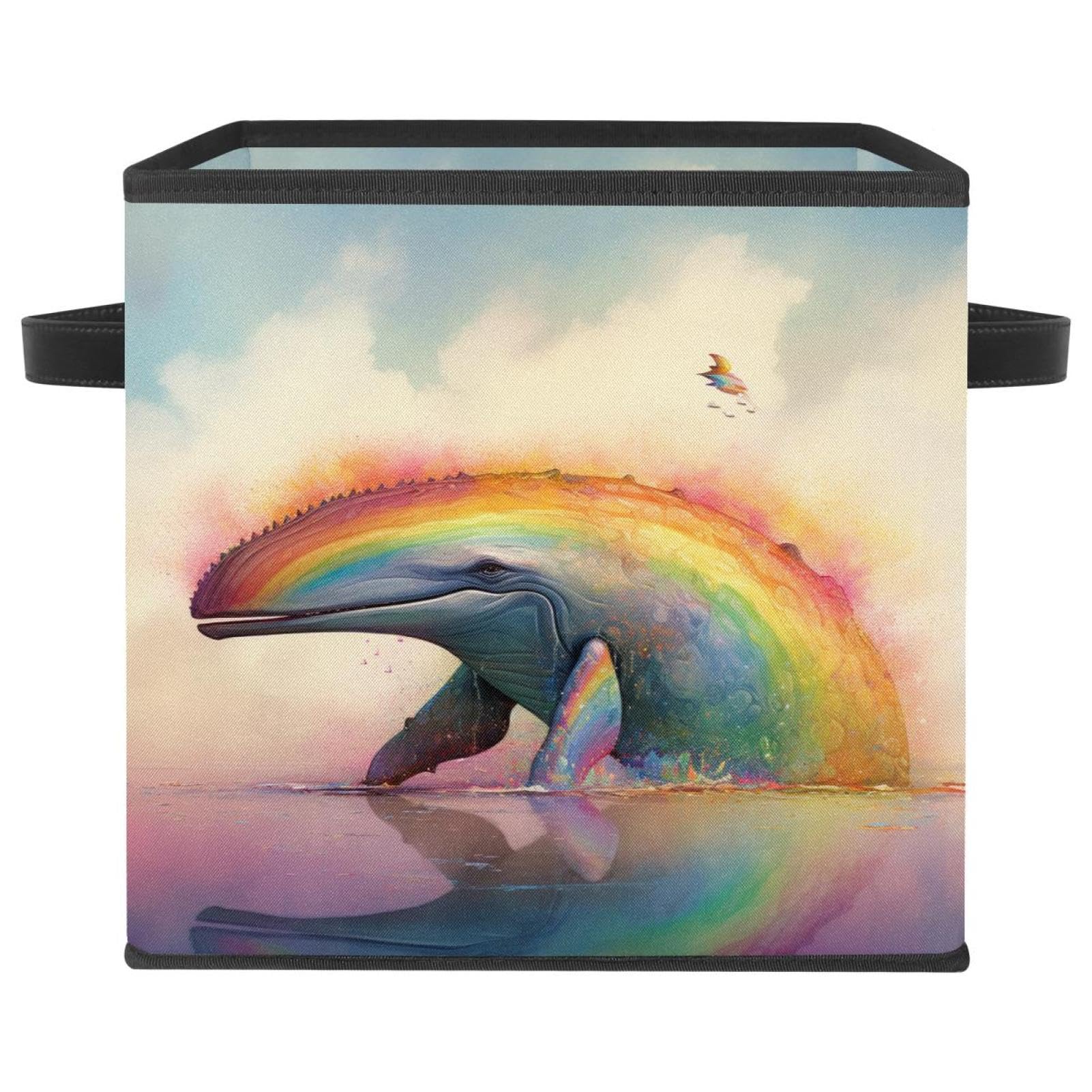 Grand cube de rangement pliable Sky Whale panier tissu Oxford pour étagère