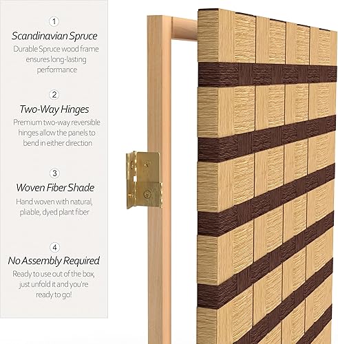 Miniatura 4 de Oriental Furniture - Divisor de ambientes de fibra natural de dos tonos de 6 pies de alto, 6 paneles