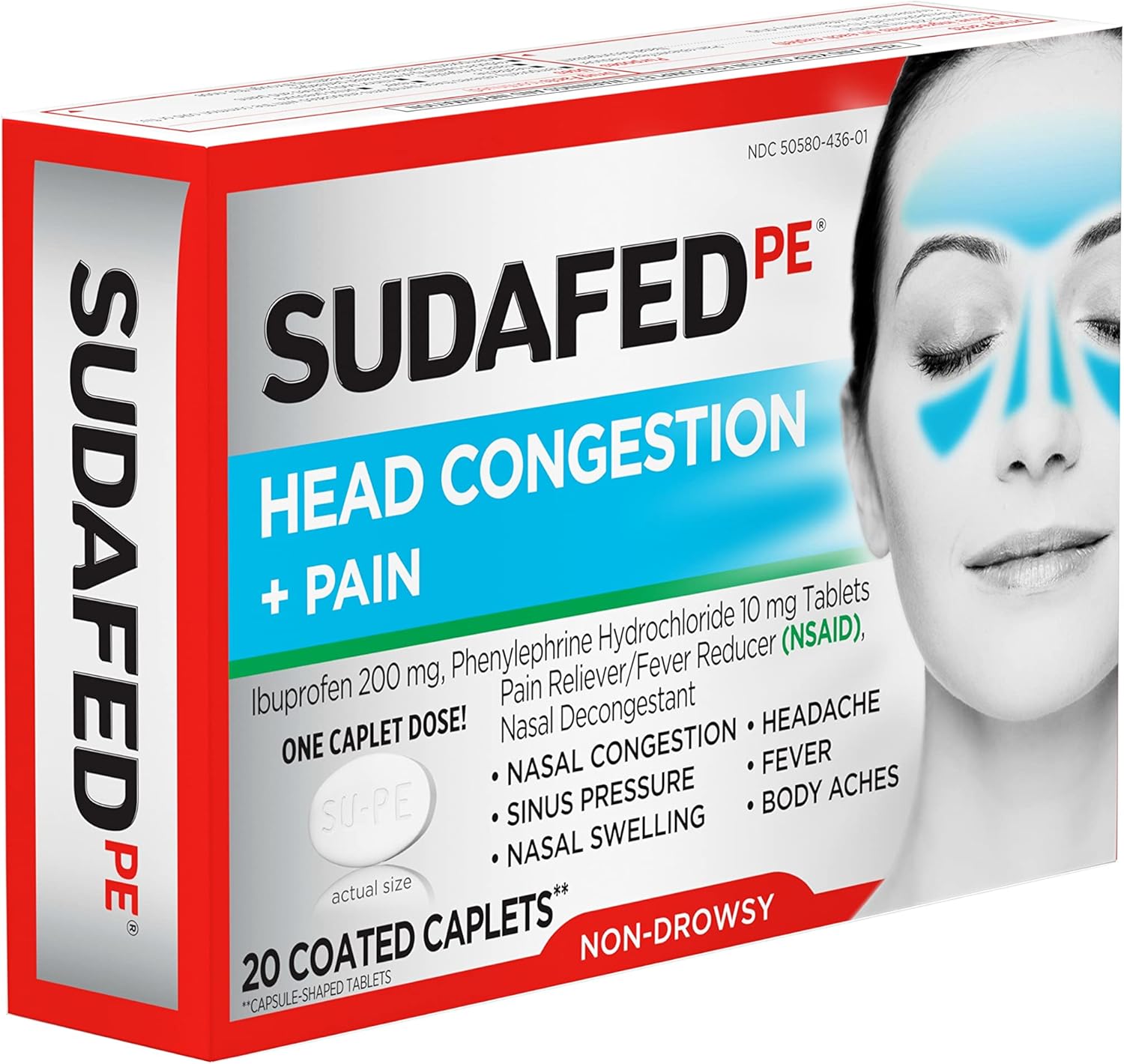 Buy Sudafed PE NonDrowsy Head Congestion + Pain Relief Caplets with