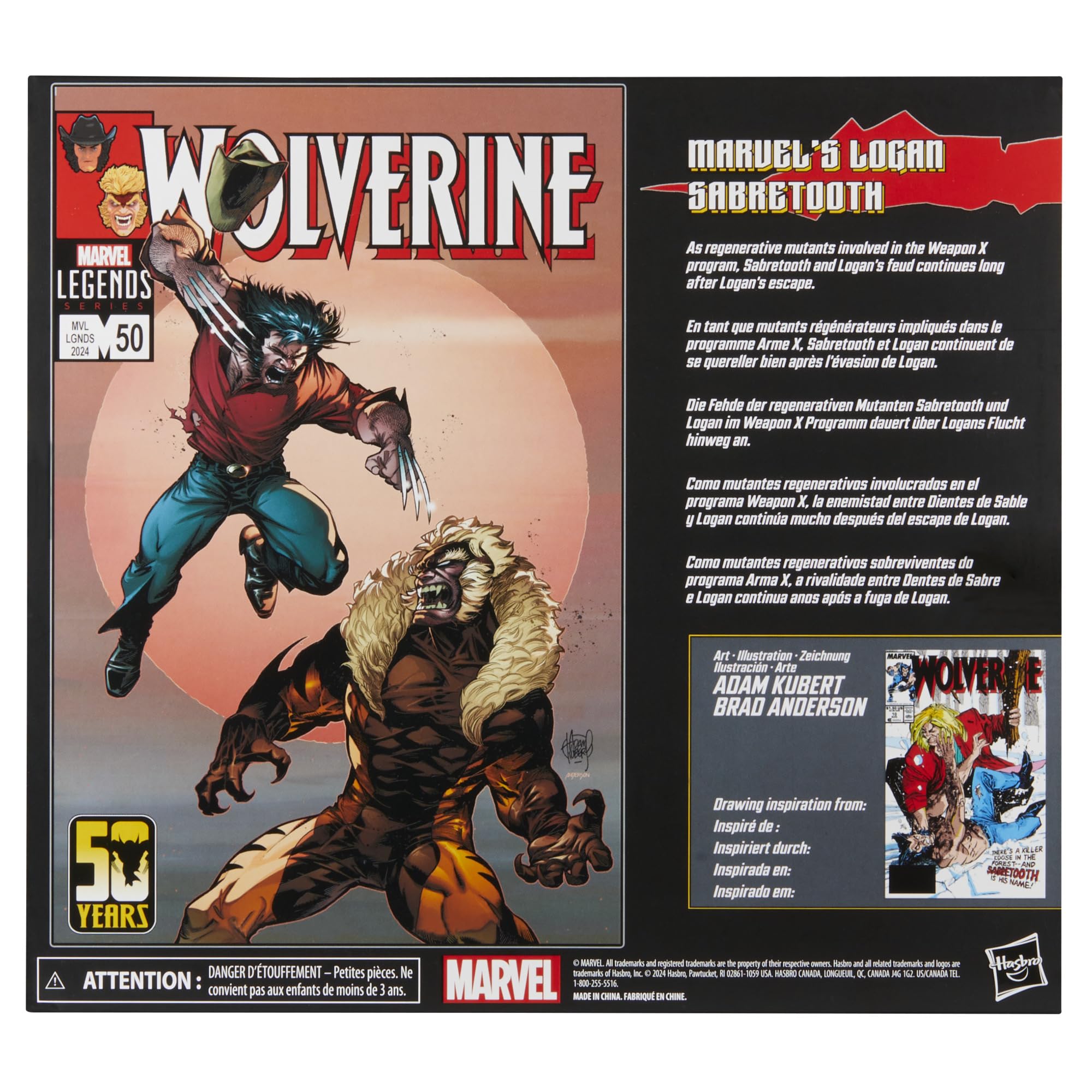 Logan kontra Sabretooth z serii Marvel Legends, figurki Wolverine'a | Marvel Legends X-Men 15 cm figurka 50. rocznica 2-pak - Logan vs Sabretooth