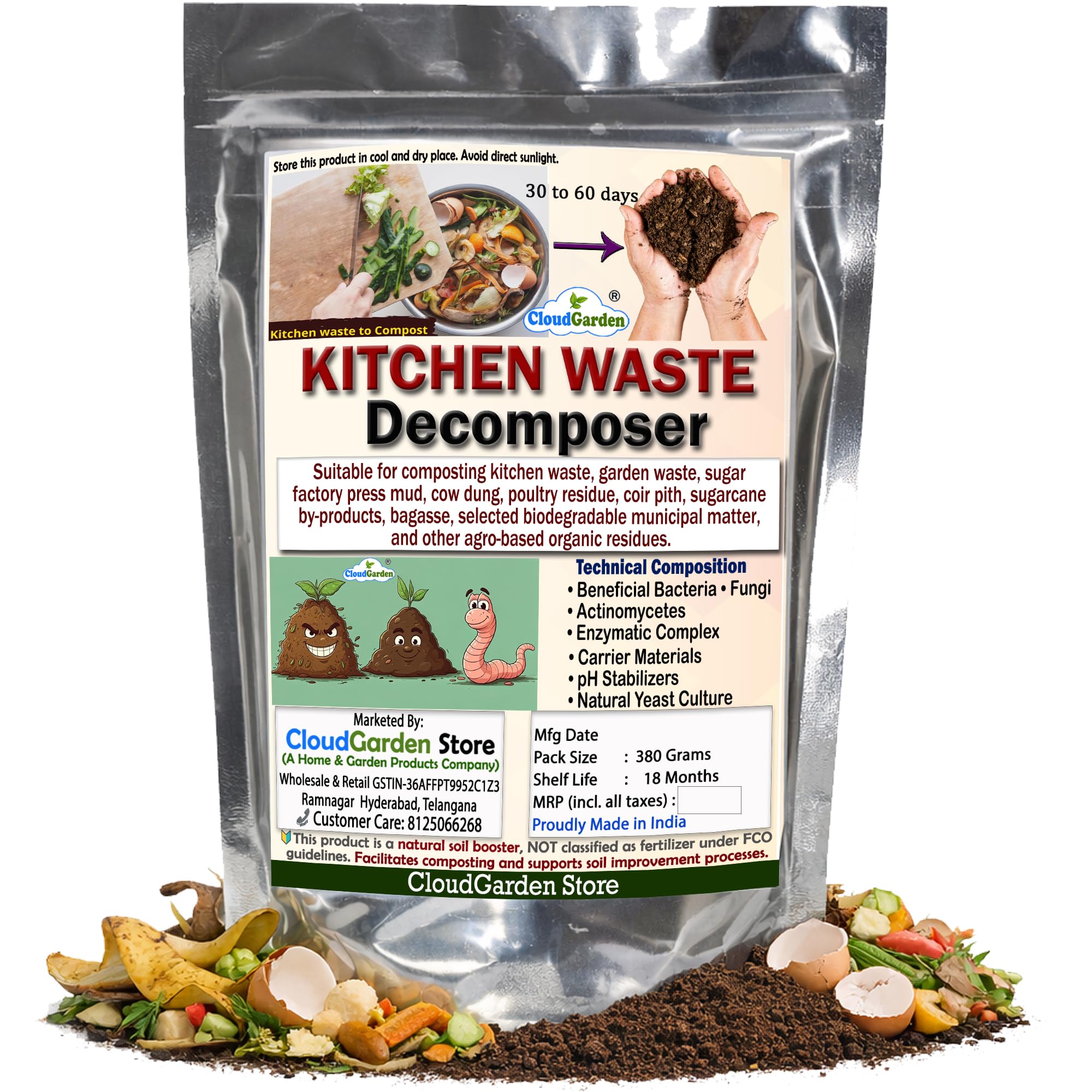 Fast-Acting Kitchen Waste Decomposer – Speeds Up Food Waste Breakdown for Home Composting - Eliminates Odor, Enhances Decomposition - 380g – CloudGarden-image-25